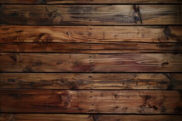 Close-up of dark stained wooden planks with rich, visible grains. - obrazy, fototapety, plakaty