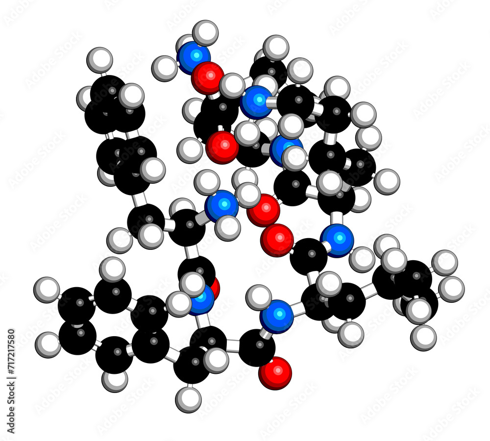 Poster Difelikefalin drug molecule. 3D rendering.