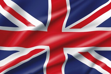 A vibrant Union Jack flag of the United Kingdom with a silky, wavy texture. - obrazy, fototapety, plakaty