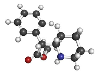 Dexmethylphenidate drug molecule. 3D rendering.