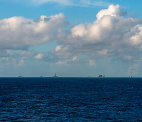 Oil and gas industry. Offshore production platform for oil development.