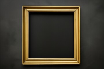 Simple yet elegant golden frame on a black wall, perfect for art or photo display.