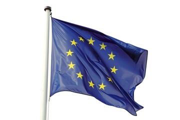 European union flag waving against a clear sky. a symbol of unity and cooperation in europe. AI