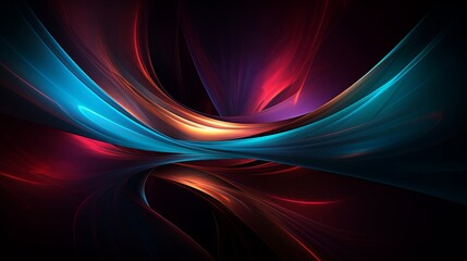 Glowing teal and crimson beams twisting abstract
