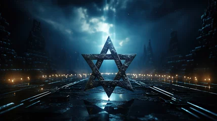 Foto op Canvas Star of David, ancient symbol, emblem in the shape of a six-pointed star, Magen, culture faith, Israel Jews, symbol symbolism, flag emblem item. © Ruslan Batiuk