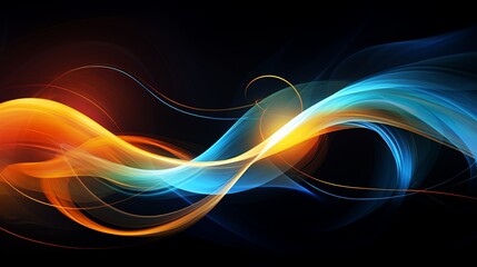 Radiant swirls of orange and blue light dancing together