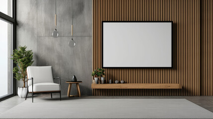 Blank TV Screen Mockup on Minimalistic Wall