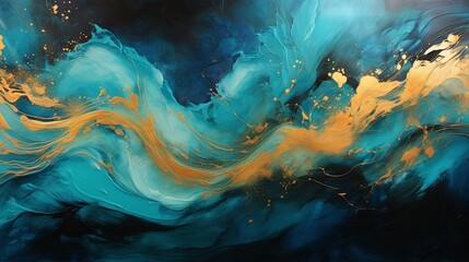 Turquoise and gold streaks flowing together brilliantly
