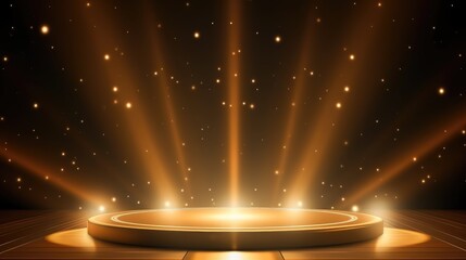 Podium with golden lights background. space for text