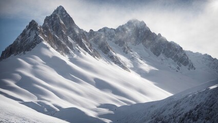 snow covered mountains in winter