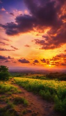 Obraz premium Nature colorful landscape dusk cloud