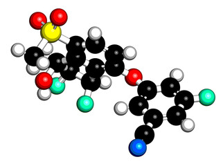 Belzutifan drug molecule. 3D rendering.