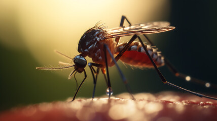 Close up mosquito bite skin on blurred background - obrazy, fototapety, plakaty