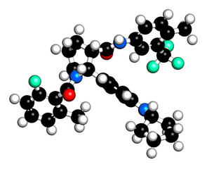Avacopan drug molecule. 3D rendering.