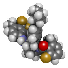 Avacopan drug molecule. 3D rendering.