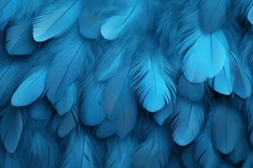 Tuinposter Blue Feathers Background, Blue Feathers Pattern, Feathers background, Feathers Wallpaper, bird feathers pattern, AI Generative © Forhadx5