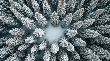 Top View of Snow Covered Pine Tree