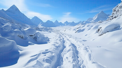 Snow Covered Road With Background Mountains