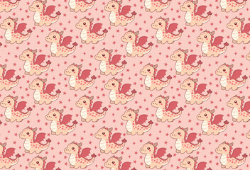 Cute baby dragon, for prints and backgrounds, illustration