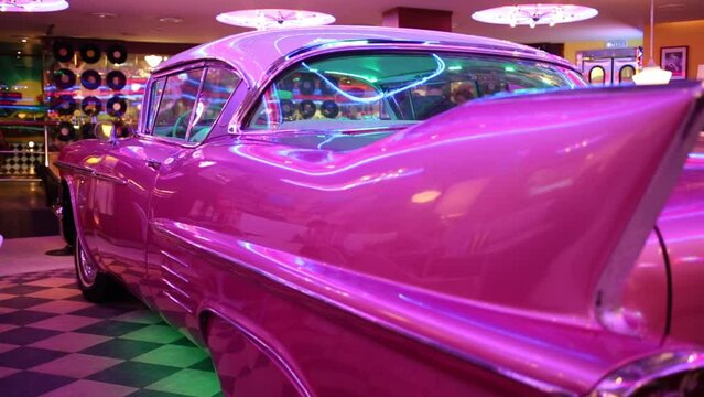 Old car at Retro Beauty Day in Beverly Hills Diner