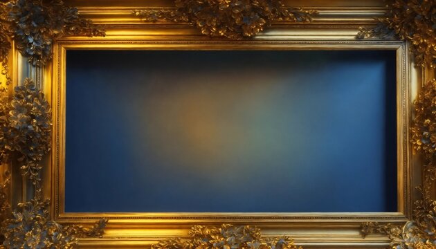 Golden frame on blue background