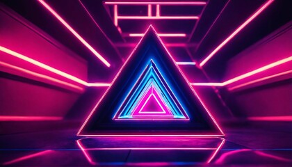 Cool geometric triangular figure in a neon laser light - great for backgrounds and wallpapers