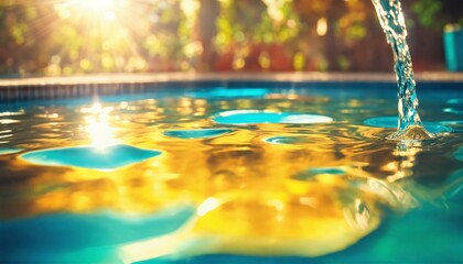 Abstract pool water surface and background with sun light reflection - obrazy, fototapety, plakaty