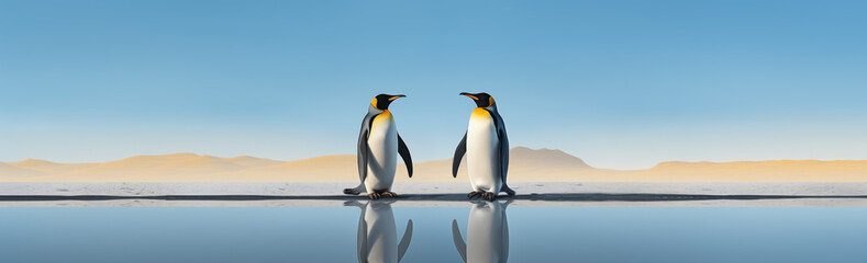 Panorama Pinguine Antarktis - obrazy, fototapety, plakaty