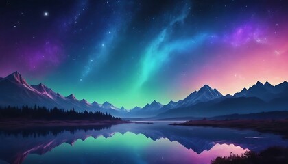 Obraz na płótnie Canvas Beautiful Milky way galaxy, fantasy starry night sky, green blue and purple colorful, galaxy and aurora 4k wallpaper created with generative ai 