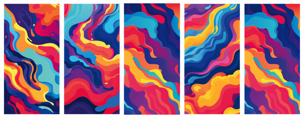Collection of abstract modern art background, marbled colors on banner wallpaper
