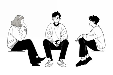 Illustration of friends having a fun conversation