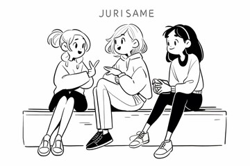 Illustration of friends having a fun conversation