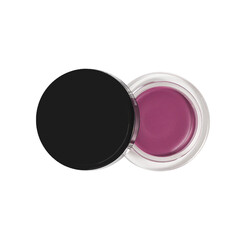 Pot of cream blush on white background