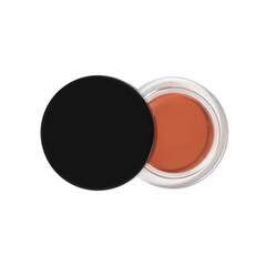 Pot of cream blush on white background