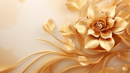 A Vibrant golden-Colored Floral Background Blooms in Exquisite Details - Generative AI