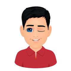 Portrait of winking young boy