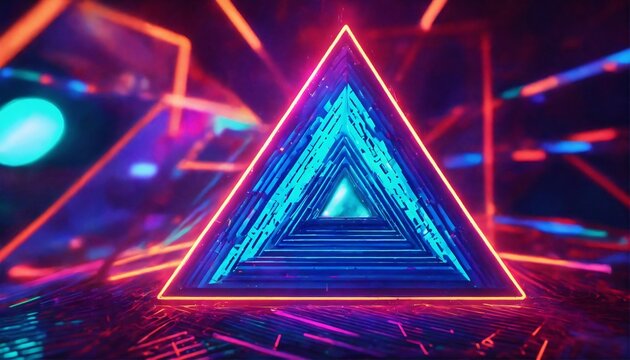 Cool geometric triangular figure in a neon laser light - great for backgrounds