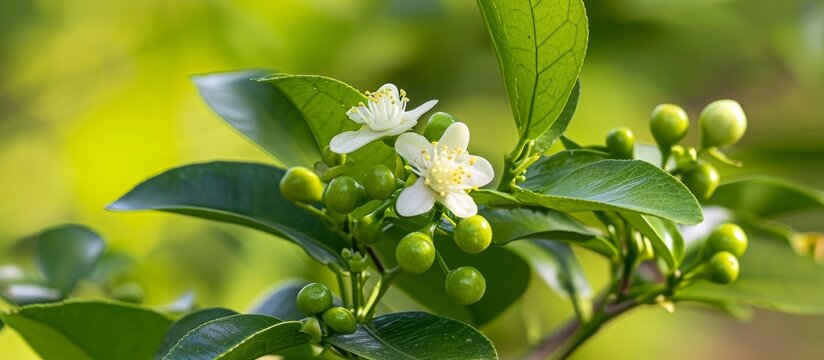 Triphasia trifolia, in the Rutaceae family, is also known as limeberry or sweet lime.