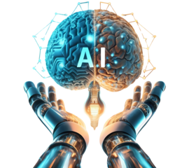 Hand artificial intelligence meaning technology connection go to future ,AI, machine mearnong , artificial intelligence technology, innovation for futuristic