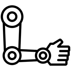 Robotic Hand black outline icon. relate to robotic engineering and technology theme. use for UI or UX kit, web and app development.