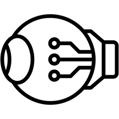 Robot Eye black outline icon. relate to robotic engineering and technology theme. use for UI or UX kit, web and app development.