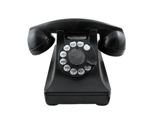 Vintage rotary telephone isolated with cut out background.