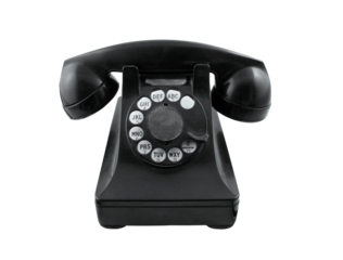 Vintage rotary telephone isolated with cut out background.