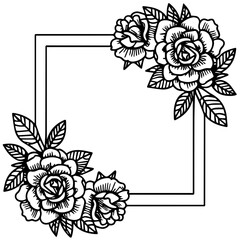 Floral square ornament frame ai generated art