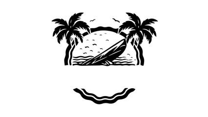 Ocean and palms with copy space ai generated logo