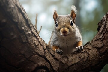Fototapeta premium Beautiful squirrel in the park. Cute animal