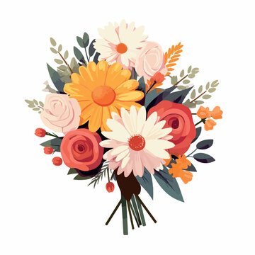 Bouquet in cartoon, doodle style. Image for t shirt. Isolated 2d vector illustration in logo, icon, sketch style, Eps 10. AI Generative