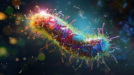 A hyper realistic photo of a bacteria salmonnela from the microscope,  - obrazy, fototapety, plakaty