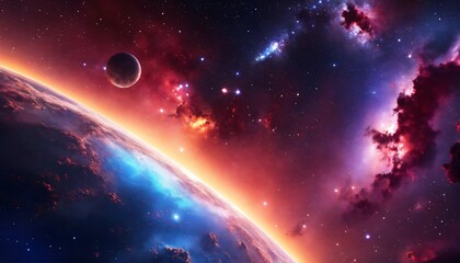 Fototapeta premium 3d abstract space sky with stars and nebula