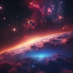 Fototapeta na wymiar 3d abstract space sky with stars and nebula